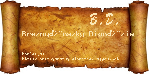 Breznyánszky Dionízia névjegykártya